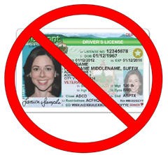 Crossed out image of a Vermont driver's license